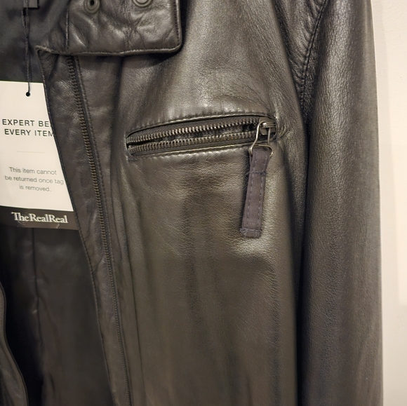 GIORGIO ARMANI WOMEN'S BLACK LEATHER MOTO JACKET US SIZE 8 THE REAL REAL TAGGED - Picture 6 of 9